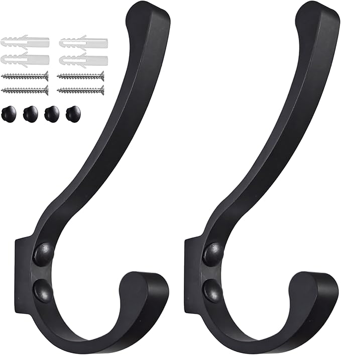 Coat Hooks for Wall, Heavy Duty Large Wall Hooks for Hanging Wall Mounted Metal by Latomex