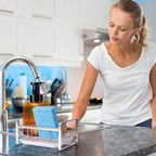 HULISEN Kitchen Sink Sponge Holder, 304 Stainless Steel Kitchen Soap Dispenser - Image 7