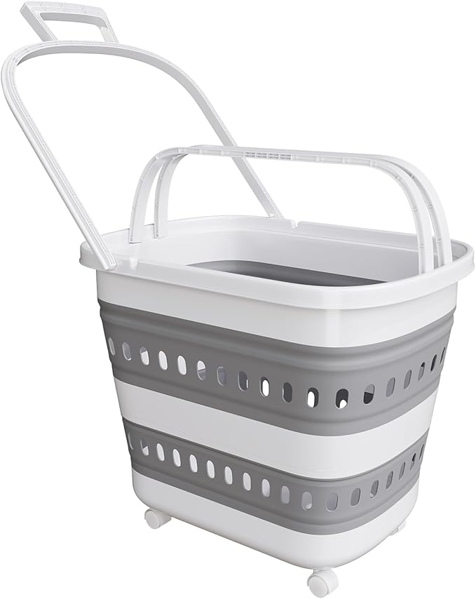 TECHMILLY Collapsible Plastic Laundry Basket Hamper by TECHMILLY