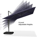 PURPLE LEAF 10'×13' Patio Umbrella with Base Included and Cover Outdoor Umbrella with Cover Extra Large Heavy Duty Cantilever Umbrella Navy Blue - Image 4