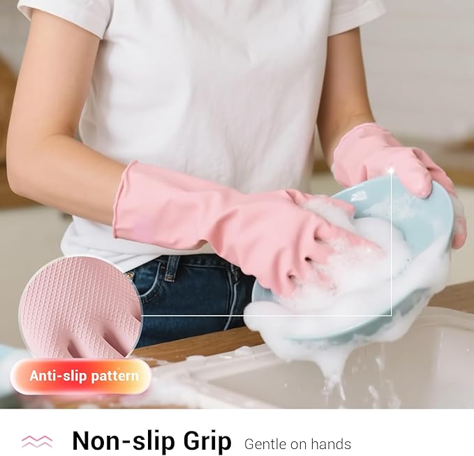 ThxToms 4 Pairs Reusable Rubber Gloves, 10mil Thick Heavy Duty Dishwashing & - Image 5