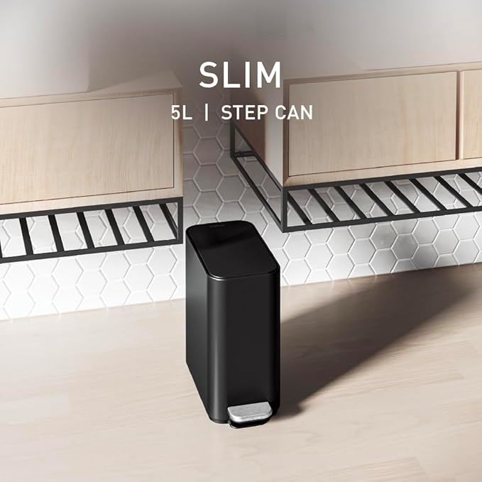 simplehuman 5L Slim Bathroom Trash Can - Image 3
