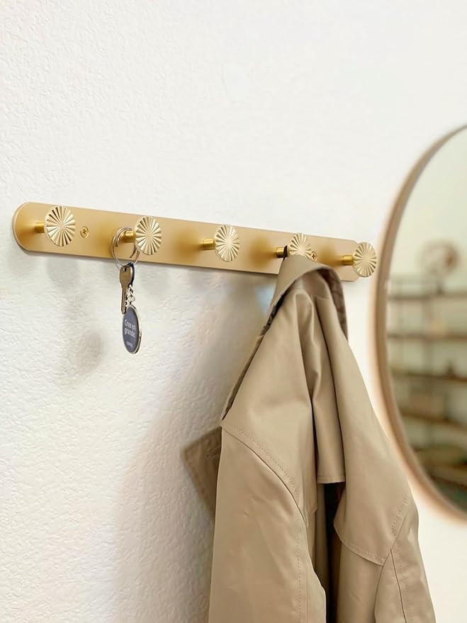 1 Pack Coat Rack Wall Mounted Gold Brass Towel Hooks - Image 5
