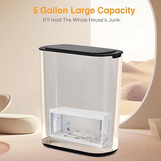Bathroom Trash Can with Lid 5 Gallon Black Motion Senor Automatic Garbage Cans - Image 3