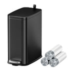 1.6 Gallon Black Bathroom Step Trash Can by Figella