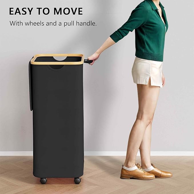 SUOCO Laundry Hamper on Wheels 100L, Clothes Basket - Image 4