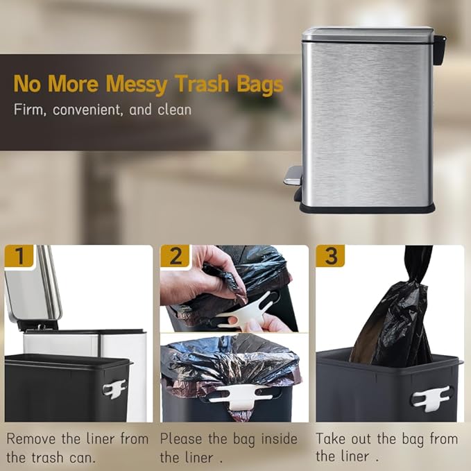Bathroom Trash Can, 2.6 Gallon Trash Can - Image 7