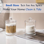 4 Pack Qtip Holder Dispenser for Cotton Ball, Round Pads, Floss - 10 oz Clear - Image 3