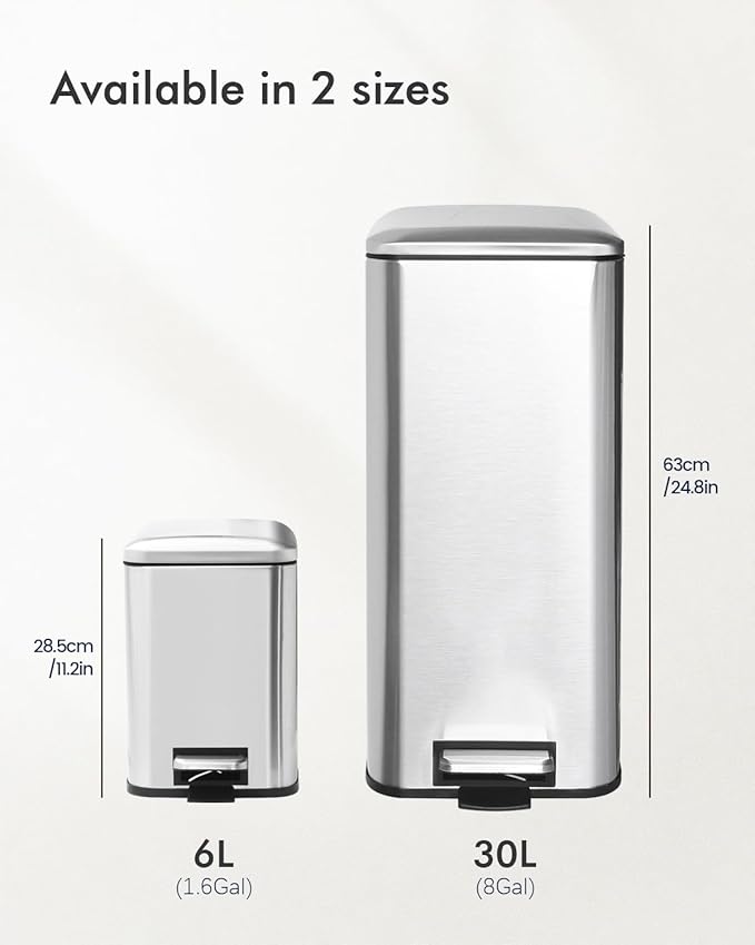 Bathroom Trash Can with Lid, 6 Liter / 1.6 Gallon Small Trash Can with - Image 8