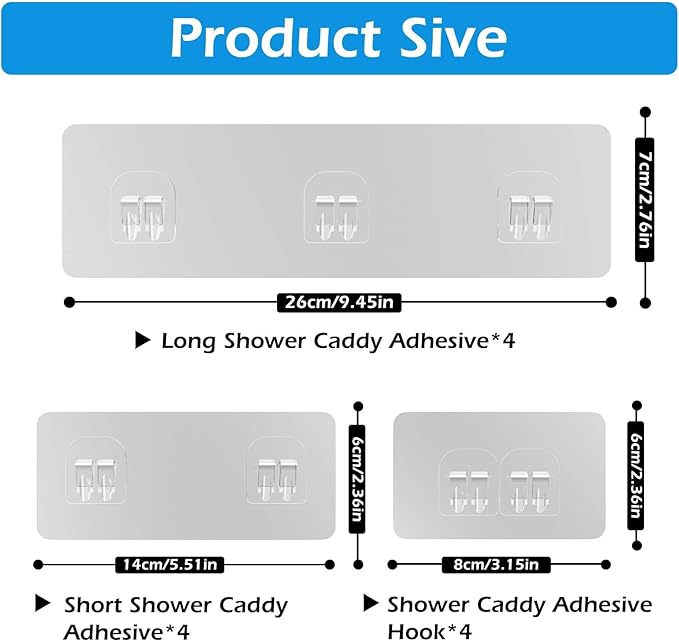 Lsnisni 12 Pack Shower Caddy Adhesive Replacement, Shower Adhesive Strips - Image 2