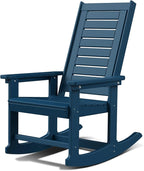 GREENVINES Outdoor Rocking Chairs | Porch Rocker | HDPE Plastic | Blue | Oversized Rockers | High Back | Big & Tall | Ladder Back | for Patio Outside Backyard Balcony Garden by GreenVines