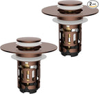 Hibbent 3 Pack 3 in 1 Bathroom Sink Drain Strainer, Universal Pop Up Stopper by Hibbent