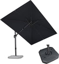 PURPLE LEAF 8.2' X 11.5' Tilting Patio Umbrella with Base Outdoor Cantilever Swivel Rectangle Umbrella Aluminum Offset Umbrella with 360-degree Rotation for Garden Deck Pool Patio Grey by PURPLELEAF