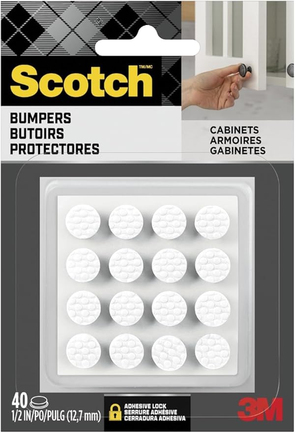Scotch White Adhesive Bumper Pads 40 PCS, Self-Stick Rubber Pads 3/8" Round by ScotchBrand
