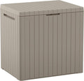 Keter City 30 Gallon Resin Outdoor Storage Box & Patio Side Table for Balcony, Pool, Deck & Garden Accessories, Weather‑Resistant, Beige by Keter