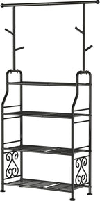 GIOTORENT Plant Stand Indoor Outdoor, 4-Tier Heavy Duty Metal Shelves, Display up to 17 Multiple Plants, Tall Plant Holder with Plant Hanger, Suit for Patio Living Room Garden Balcony, 5 Hooks, Black - Image 7