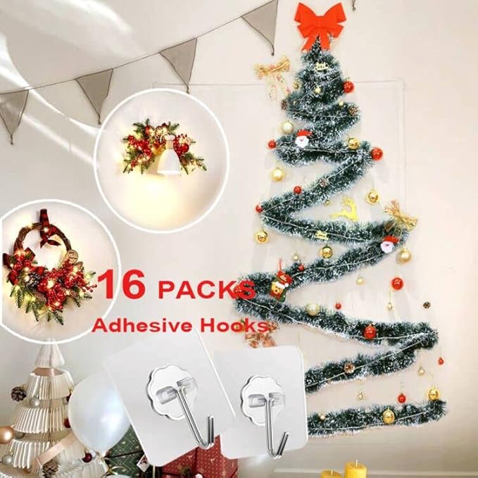 ZESLMG Adhesive Wall Hooks for Hanging, 16 Pack Self Sticky Hooks Heavy Duty - Image 7