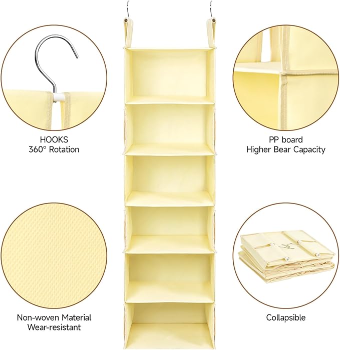 Posprica Interchangeable Hanging Closet Organizer – 6 Slim Tiers or 3 Spacious - Image 9