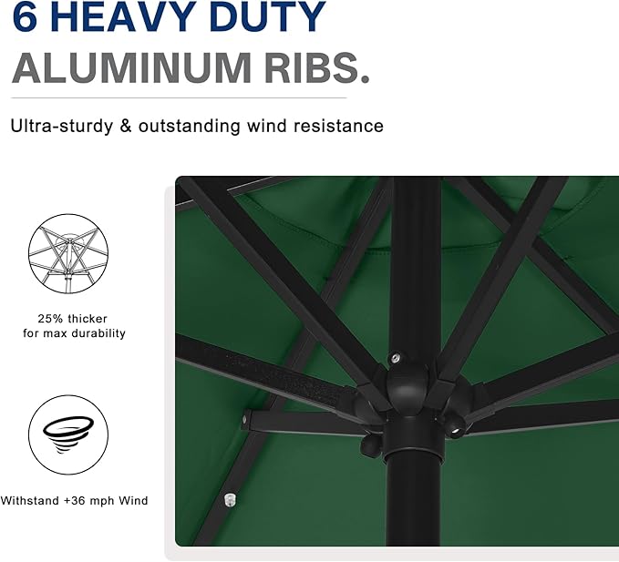 ABCCANOPY Durable Solar Led Patio Umbrellas with 24LED Lights 7.5FT (Green) - Image 6