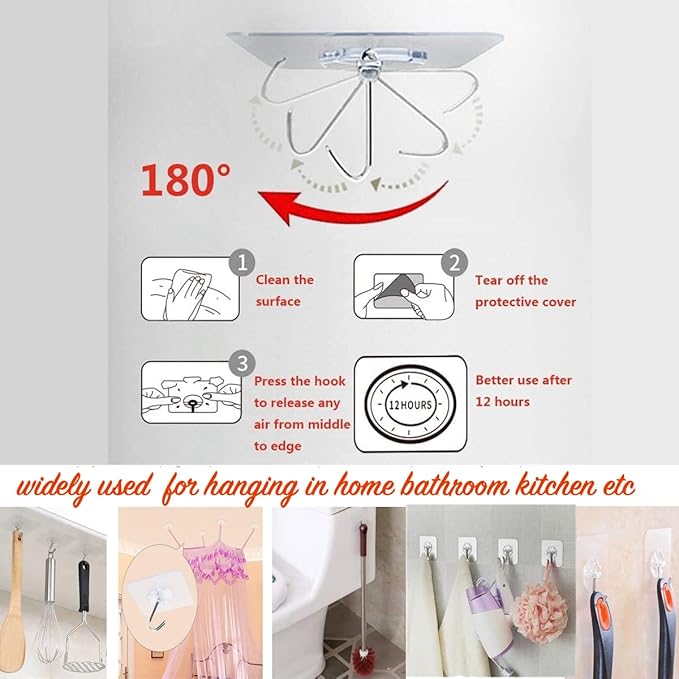 Heavy Duty Adhesive Hooks 33 lb 15KG, Waterproof and Oilproof Reusable Seamless - Image 2