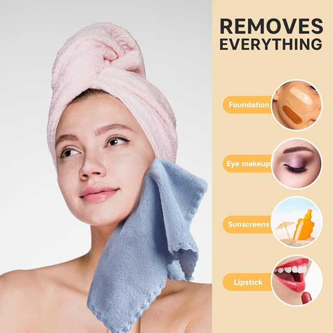 SUNLAND Microfiber Face Cloth Reusable Makeup Remover Facial Cleansing Towel - Image 2