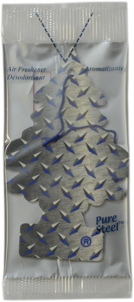 LITTLE TREES Hanging Car, Home and Office Air Freshener, Pure Steel Scent by LITTLETREES