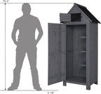 Outvita 70in Outdoor Storage Shed, Waterproof Wooden Garden Storage Cabinet with Lockable Door, Grey - Image 5