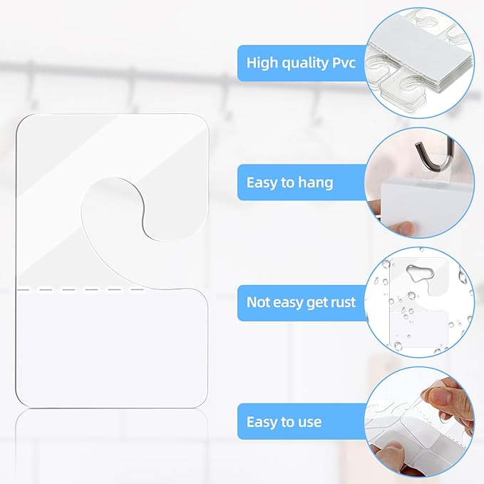 Giantree 200 Pcs Clear Self Adhesive Hang Tabs Hooks, Heavy Duty J-Hook Hanging - Image 2