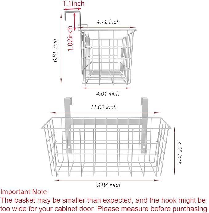 MaraFansie Basket with Hook, Grid Storage Basket, Over the Cabinet Door - Image 2