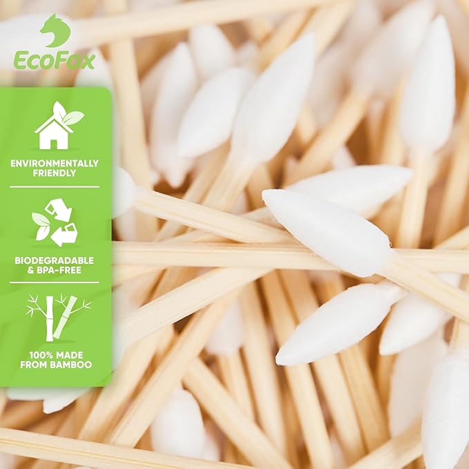 Precision Tip Bamboo Cotton Swabs 500 Count | Eco-Friendly & Pure Cotton Buds | - Image 3