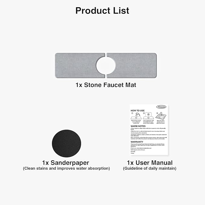 15.8" x 4" Stone Faucet Mat for Kitchen Sink, Quick Drying Diatomite Sink Tray - Image 7