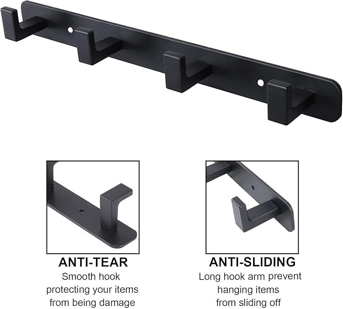 Coat Rack, Heavy Duty Stainless Steel 4 Tri Coat Hook Hanger, Wall Mounted Wall - Image 3