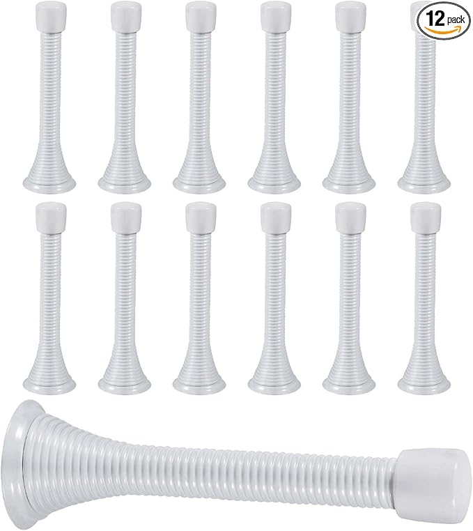 12 Pack Spring Door Stops 3 1/4 Inch Flexible Heavy Duty Spring Door Stopper by KISEER