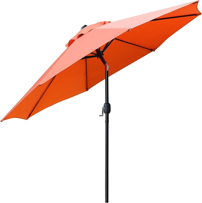 Sunnyglade 9' Patio Umbrella Outdoor Table Umbrella with 8 Sturdy Ribs (Orange) - Image 2