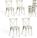 VINGLI Plastic Outdoor Dining Chairs Set of 4, Stackable Patio Cream White Dining Chairs with X Back, Waterproof Kitchen & Dining Room Chairs for Indoor-Outdoor, Capacity 400 lbs by VINGLI