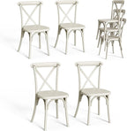 VINGLI Plastic Outdoor Dining Chairs Set of 4, Stackable Patio Cream White Dining Chairs with X Back, Waterproof Kitchen & Dining Room Chairs for Indoor-Outdoor, Capacity 400 lbs by VINGLI