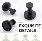 APLusee Matte Black Robe Towel Hook, 304 Stainless Steel Round Coat Hook - Image 8