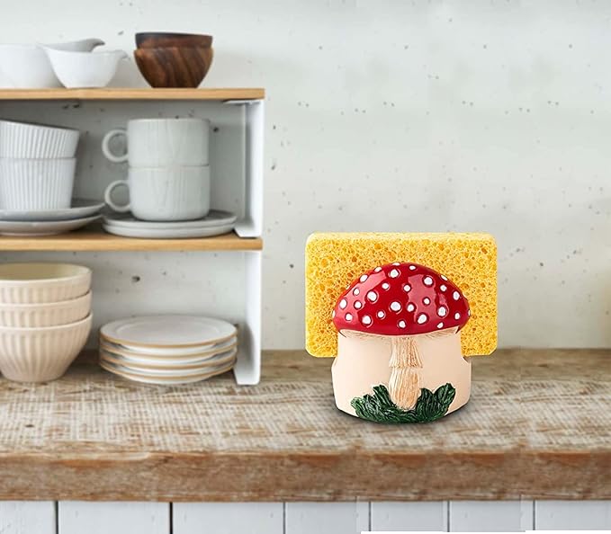 Mushroom Kitchen Sponge Holder Red Ceramic Sponge Holder - Image 7
