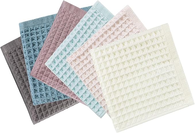 6 Pack Waffle Weave Dish Cloths, 13x13 Inch 100% Cotton Kitchen Towels - Image 2