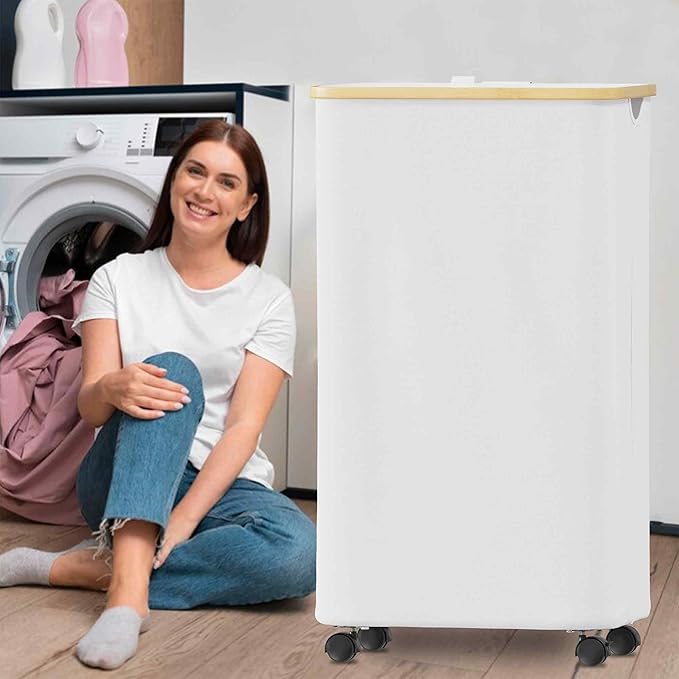 SUOCO Laundry Hamper on Wheels 100L, Clothes Basket - Image 2