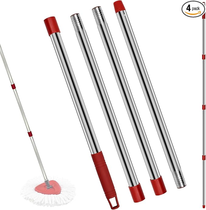 4 Section Stainless Spin Mop Replacement Handle by GFRED