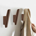 Wood Wall Hooks 4 Pack Coat Hooks Wall Mount Walnut Wooden Hooks - Image 2