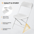 VINGLI 6 Pack White Plastic Folding Chair, Indoor Outdoor Portable Stackable Commercial Seat with Steel Frame 350lb. Capacity for Events Office Wedding Party Picnic Kitchen Dining - Image 4
