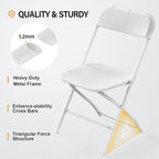 VINGLI 4 Pack White Plastic Folding Chair, Indoor Outdoor Portable Stackable Commercial Seat with Steel Frame 350lb. Capacity for Events Office Wedding Party Picnic Kitchen Dining - Image 4