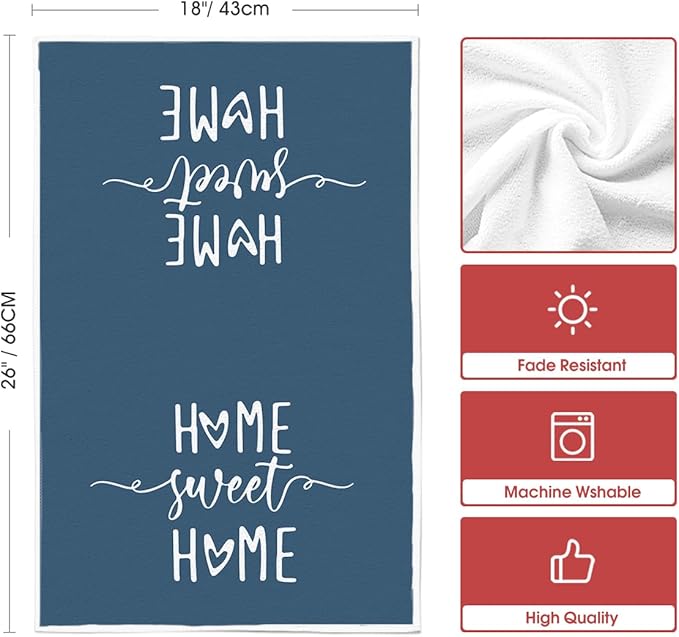 Artoid Mode Blue Grey Stripes Home Sweet Home Boho Winter Kitchen Towels Dish - Image 6