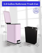 Bathroom Trash Can with Lid, 2.6 Gallon Stainless Steel Slim Garbage Can - Image 7