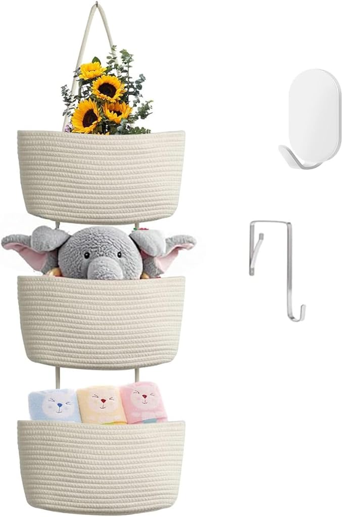 Hanging Baskets for Organizing, Over the Door Organizers and Storage, 3-Tier by WYCOROY