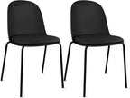 2xhome Modern Stackable Armless Dining Chair | Plastic Shell Seat with Metal Legs | Indoor or Outdoor Use | Home Kitchen Patio (2, Black, Padded Seat) by 2xhome