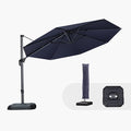 PURPLE LEAF 11 Feet Patio Umbrella with Base and Cover Round Outdoor Cantilever Umbrella Aluminum Offset Umbrella with 360-degree Rotation for Garden Deck Pool Patio Navy Blue by PURPLELEAF