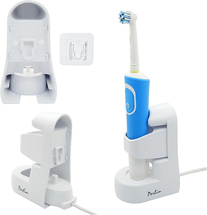 Perlin Electric Toothbrush Holder Wall Mounted No Drilling Self Adhesive - Image 4